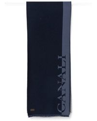 Canali - Logo-Print Frayed Scarf - Lyst