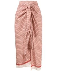 Brunello Cucinelli - Geometric-Print Wrap Midi Skirt - Lyst