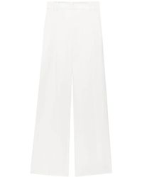 Another Tomorrow - Wide-Leg Pleated Linen Trousers - Lyst