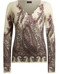 Etro - Paisley Print V Neck Sweater - Lyst