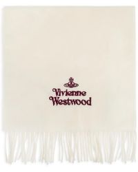 Vivienne Westwood - Embroidered-Logo Fringed Scarf - Lyst