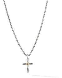 David Yurman - 14Kt And Sterling Petite X Cross Necklace (24Mm) - Lyst