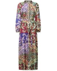 Pierre Louis Mascia - Abstract-Pattern Belted Maxi Dress - Lyst
