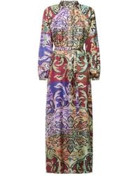 Pierre Louis Mascia - Abstract-Pattern Belted Maxi Dress - Lyst