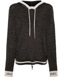 Liu Jo - Lurex Ribbed-knit Hooded Jumper - Lyst