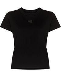 Alexander Wang - T-shirt nera con logo - Lyst