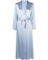 und Hausmäntel Morgen Damen Bekleidung Nachtwäsche Bade- La Perla Seide Bademantel Aus Seidensatin in Blau 