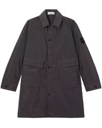 Stone Island - Logo-Patch Button-Up Trench Coat - Lyst