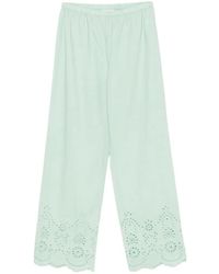 MC2 Saint Barth - Inez Broderie-Anglaise Scalloped-Hem Trousers - Lyst