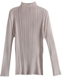 Pleats Please Issey Miyake - Basics Pleated High-neck Top - Lyst