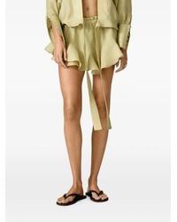 Pink - Ruffled Drawstring Shorts - Lyst