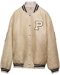 Prada - Wattierte Collegejacke Aus Leder - Lyst