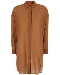 ..,merci - Contrast-Stitch Curved-Hem Shirt - Lyst