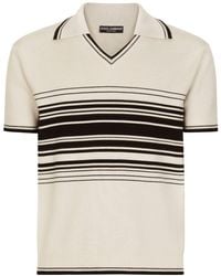 Dolce & Gabbana - Wool Polo-Shirt With Contrasting Stripes - Lyst