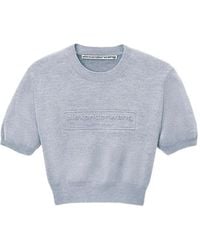 Alexander Wang - Logo-Embossed Cropped Knit Top - Lyst