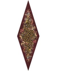 Etro - Diamond-Shaped Silk Scarf With Leopard Motif - Lyst