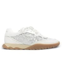 Pinko - Lace-Panelled Sequin-Embellished Sneakers - Lyst
