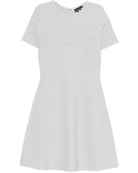 Emporio Armani - Scalloped-Trim Textured-Finish Mini Dress - Lyst