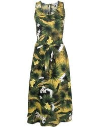 Iceberg - Big Floral Midi Dress - Lyst