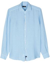 Fay - Cutaway Collar Linen Shirt - Lyst