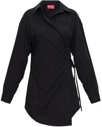 DIESEL - D-Delphos-S1 Wrap Logo-Embroidery Dress - Lyst