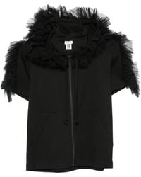 Noir Kei Ninomiya - Ruffled Tulle-Trimmed Hoodie - Lyst
