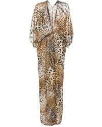 Roberto Cavalli - Leopard-print Silk Beach Dress - Lyst