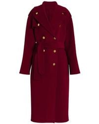 Alberta Ferretti - Double-Breasted Long Coat With Cape Overlay Detail - Lyst
