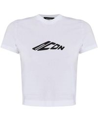 DSquared² - Cropped-T-Shirt mit Logo-Print - Lyst