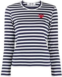 Comme des Garçons - Striped Heart-Patch T-Shirt - Lyst