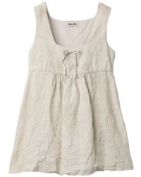 Miu Miu - Robe Courte En Lin - Lyst