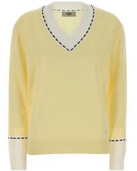 Fendi - Selleria Contrast-Stitch V-Neck Sweater - Lyst