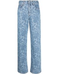 Alessandra Rich - Floral-print Wide-leg Jeans - Lyst