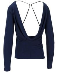 Elisabetta Franchi - Gathered-Detail Long-Sleeved Blouse - Lyst