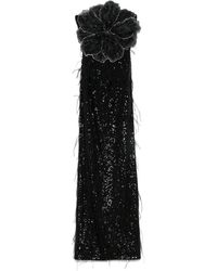 Nissa - Maxikleid Mit Floraler Applikation Und Pailletten - Lyst