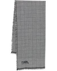 KARL LAGERFELD - Houndstooth-Check Wool Scarf - Lyst