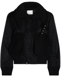 Sacai - Ribbed-Knit Collar Jacket - Lyst