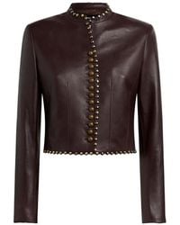 Etro - Cropped Leather Jacket With Studs - Lyst