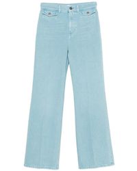 Chloé - Logo-Patch Wide-Leg Jeans - Lyst