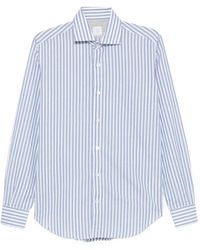 Eleventy - Vertical-Stripe Spread-Collar Shirt - Lyst