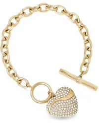 Guess - Crystal-Embellished Heart-Pendant Bracelet - Lyst