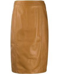 Saint Laurent - Midi Leather Pencil Skirt - Lyst