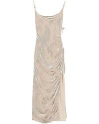Mugler - Fluwelen Asymmetrische Avondjurk Met Bloemenprint - Lyst