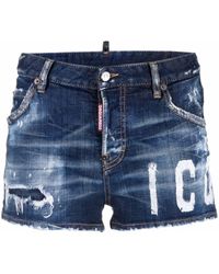 DSquared² - Faded Distressed Denim Shorts - Lyst