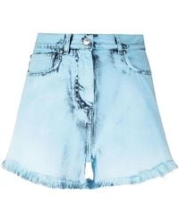 MSGM - Distressed-effect Denim Shorts - Lyst