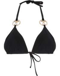 Moschino - Top bikini con placca logo - Lyst