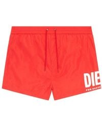 DIESEL - Bade-Shorts mit großem Logo-Print - Lyst