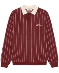Les Deux - Pinstriped Long-Sleeve Polo Shirt - Lyst