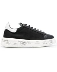 Premiata - Black Belle Leather And Canvas Sneakers - Lyst