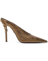 Roberto Cavalli - Python Snake-Motif Mules - Lyst